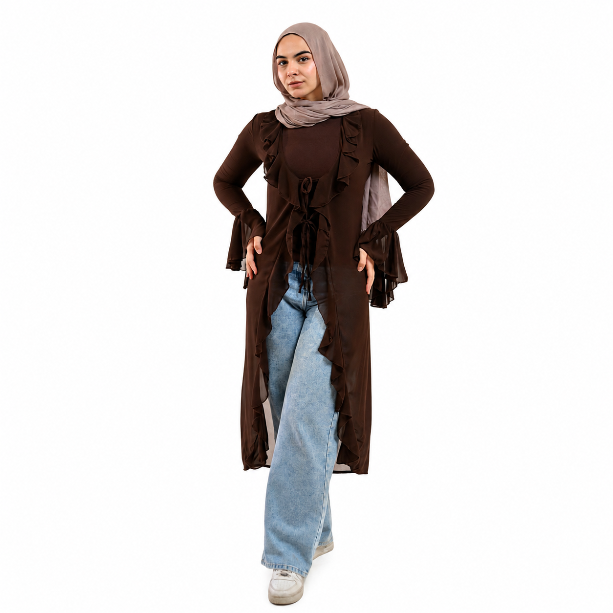 Sync Sheer Ruffle Chiffon Cardigan