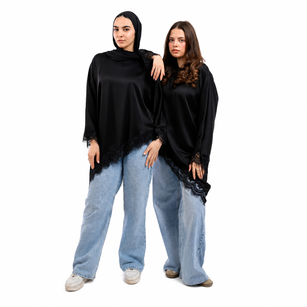 Sync Elegant Satin & Lace Blouse