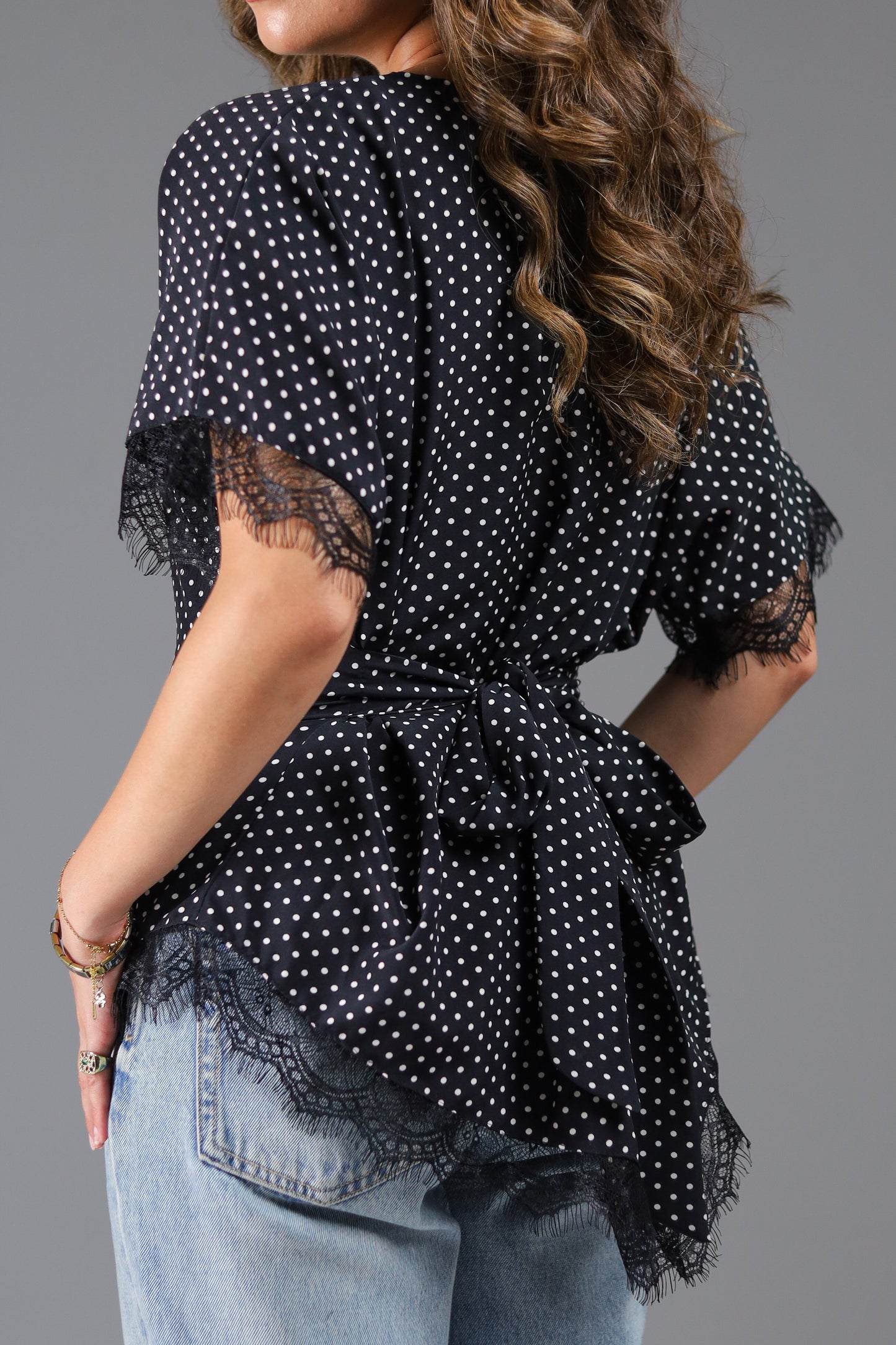 Polka dots lace blouse