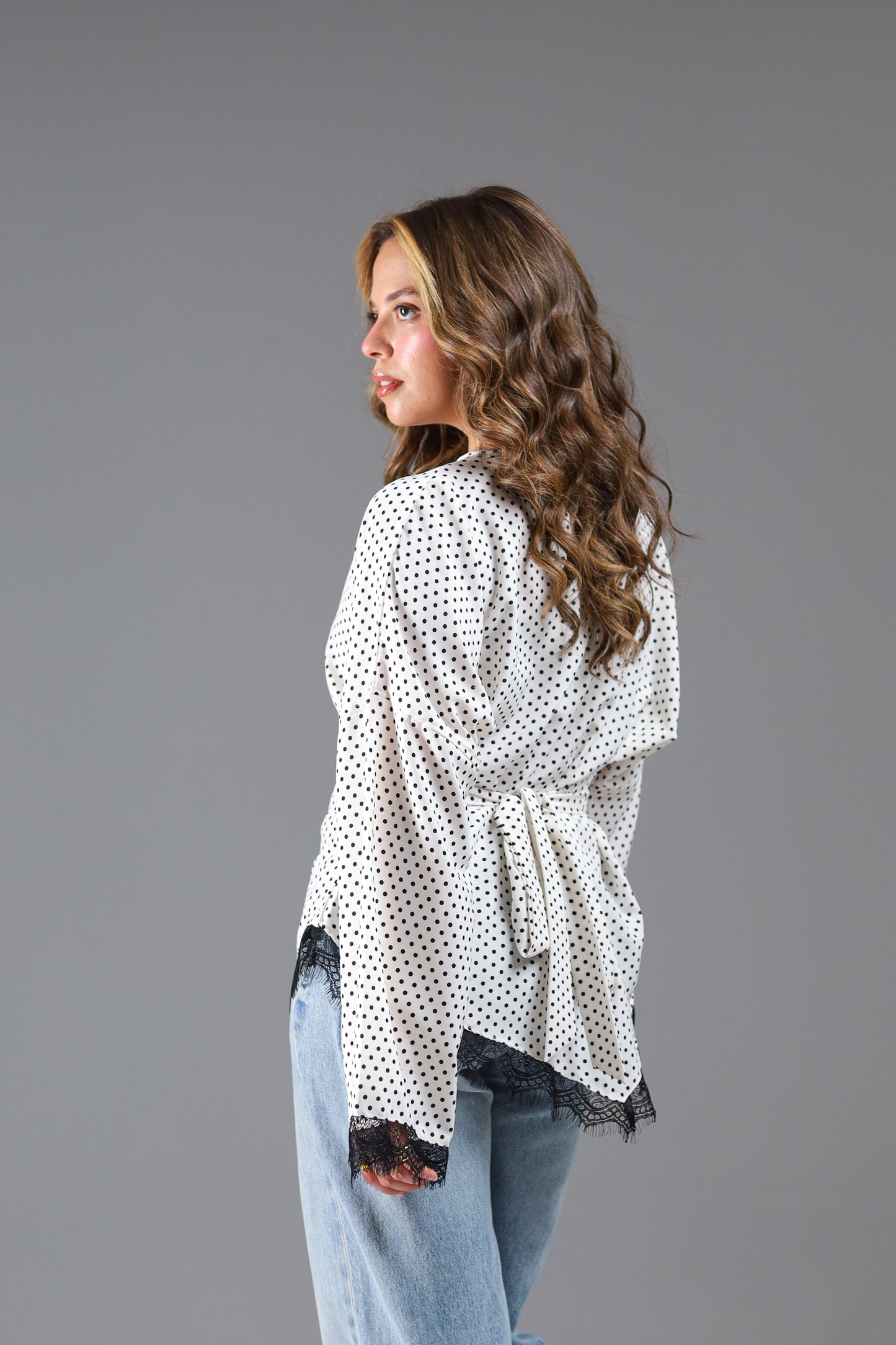 Polka dots lace blouse