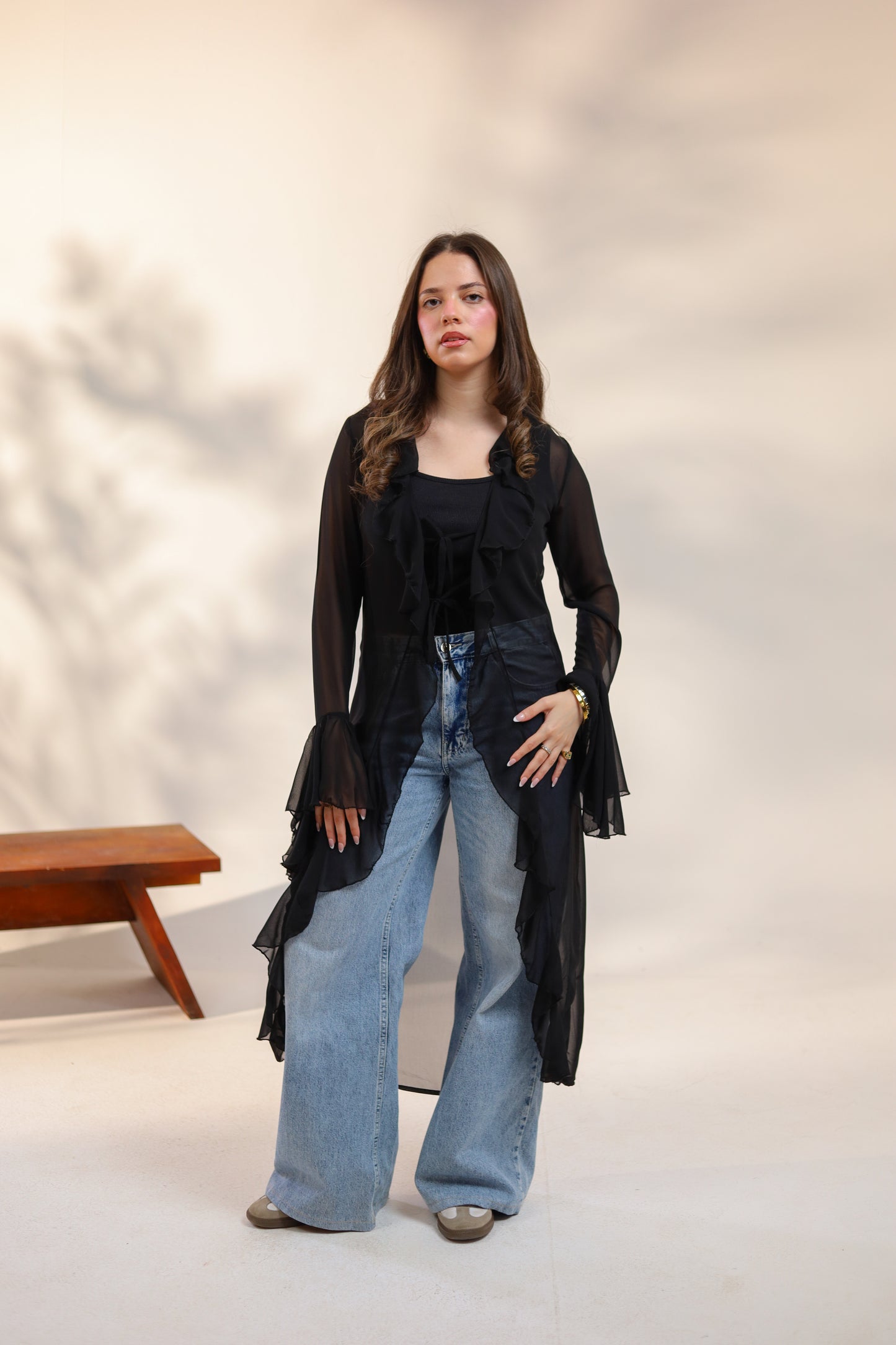 Sync Sheer Ruffle Chiffon Cardigan
