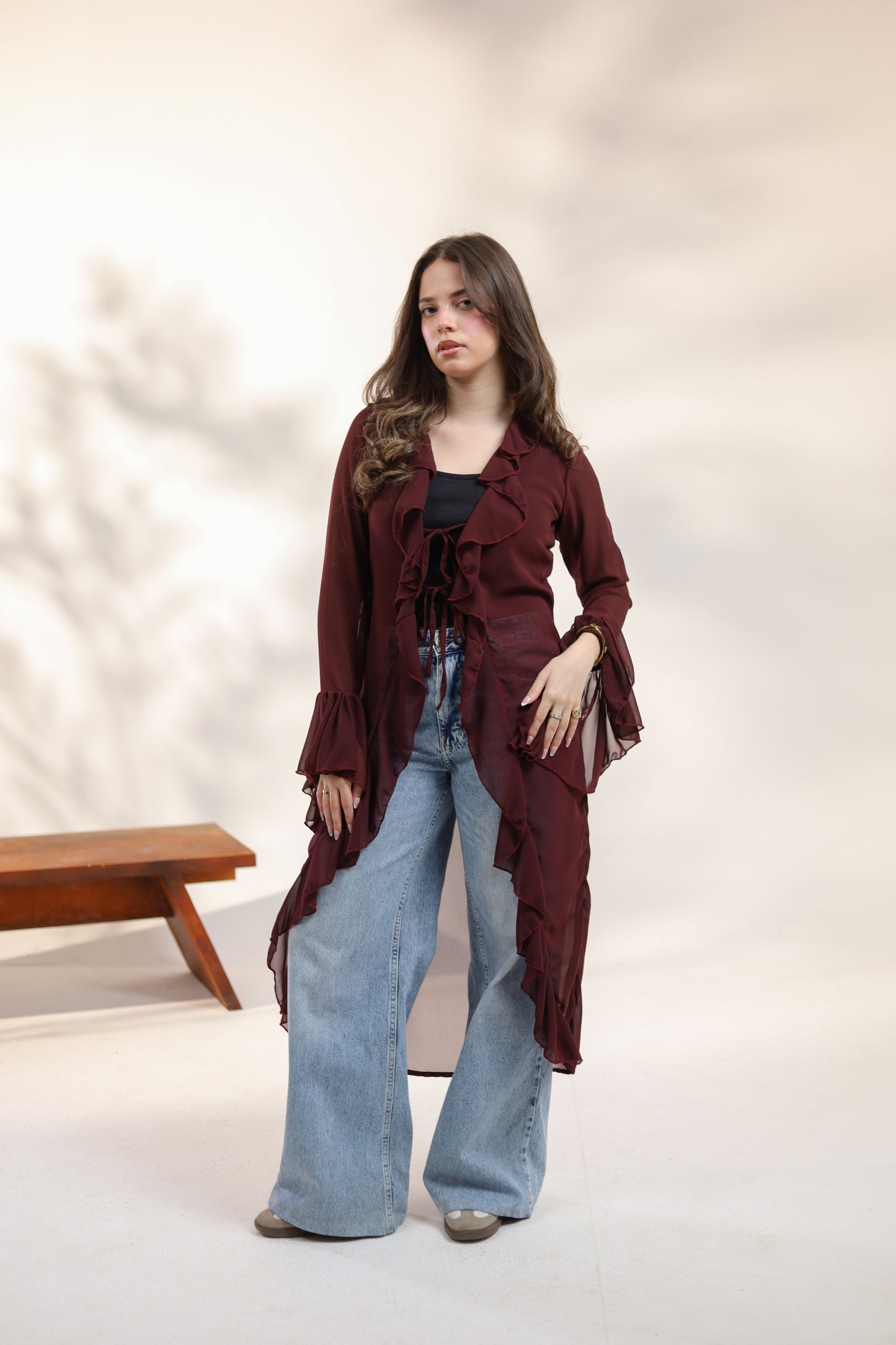 Sync Sheer Ruffle Chiffon Cardigan
