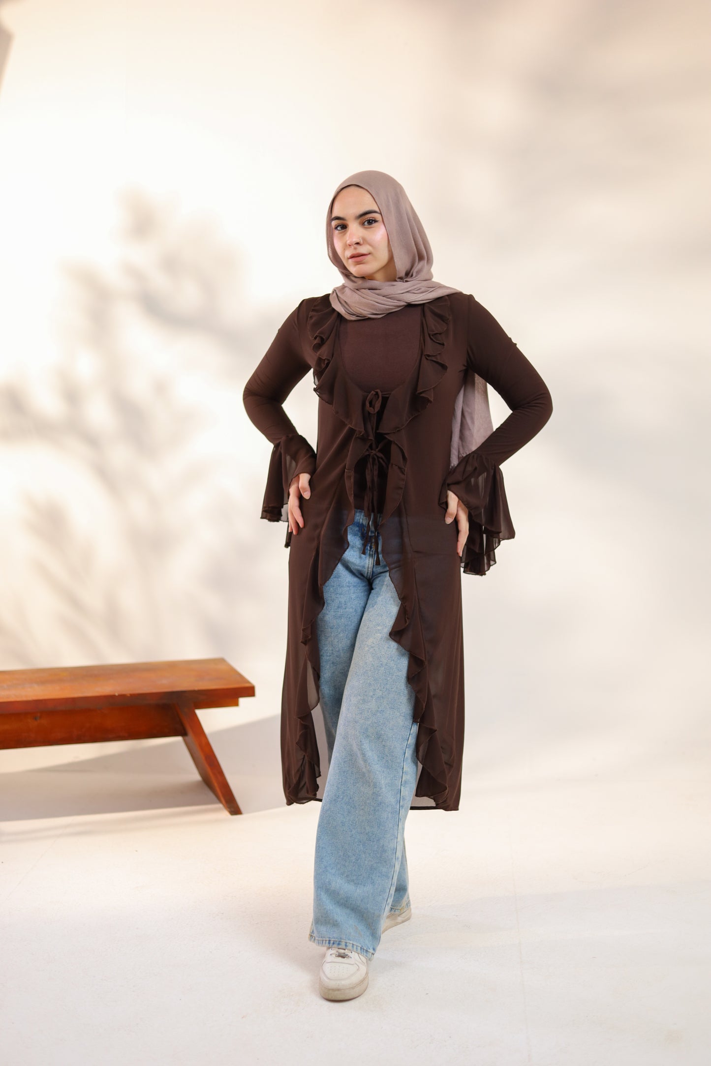 Sync Sheer Ruffle Chiffon Cardigan