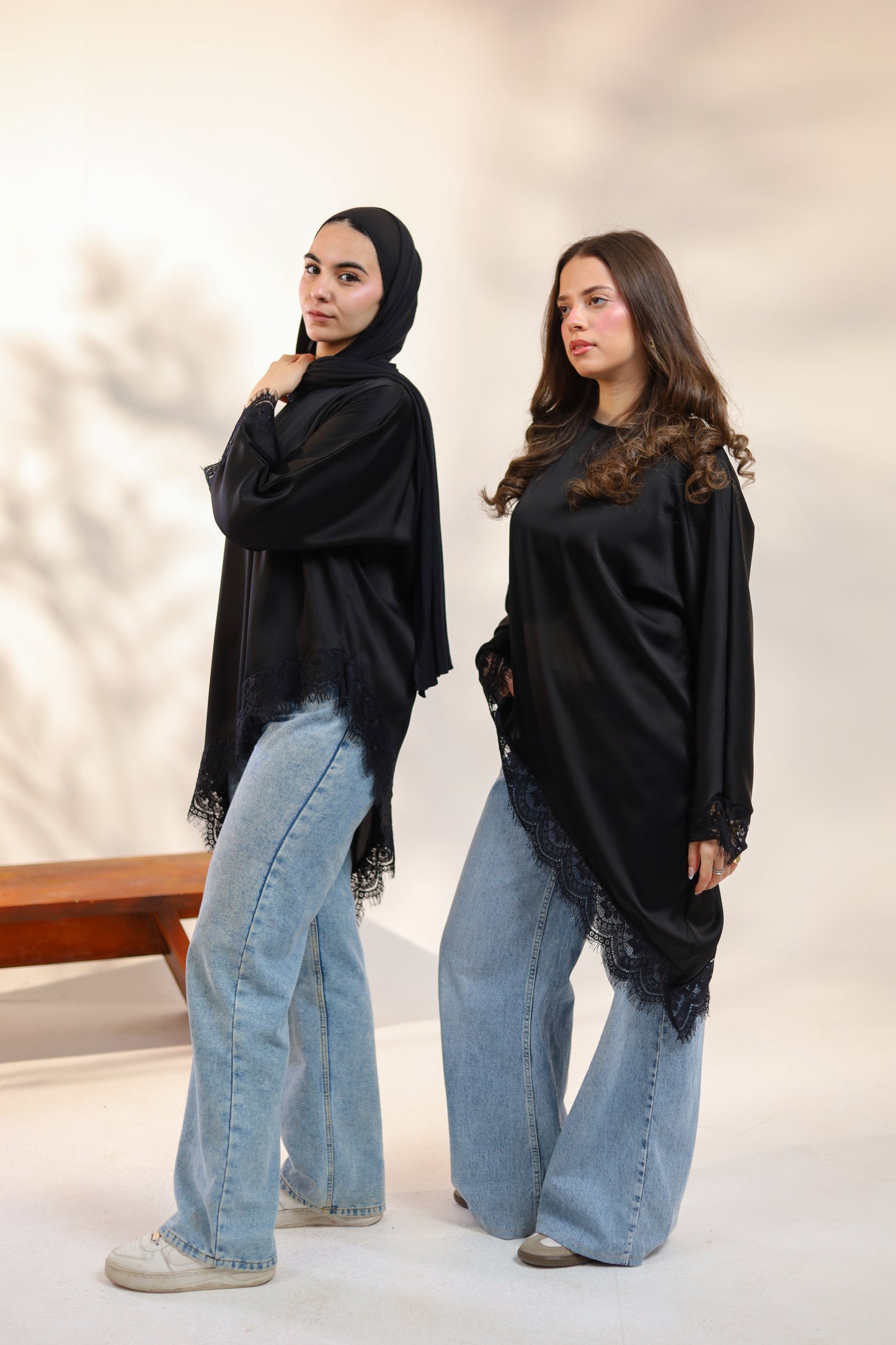 Sync Elegant Satin & Lace Blouse