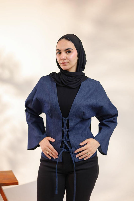 Sync Lace-Up Denim Cardigan