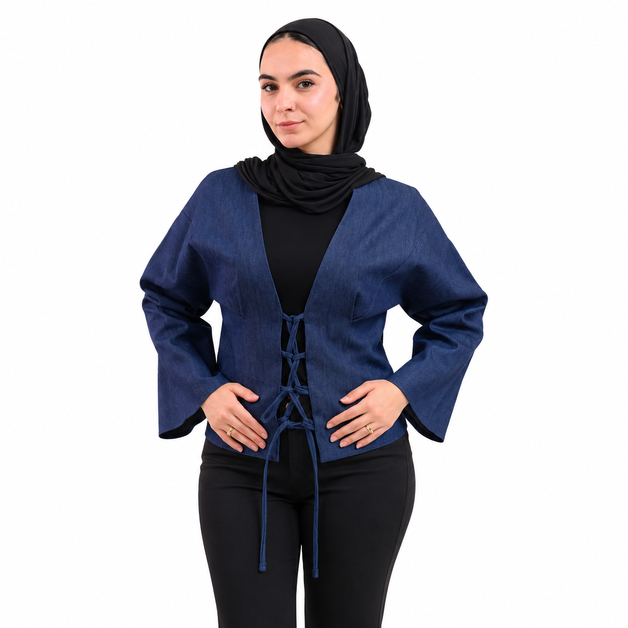 Sync Lace-Up Denim Cardigan