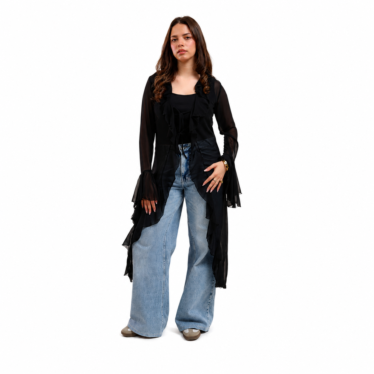 Sync Sheer Ruffle Chiffon Cardigan